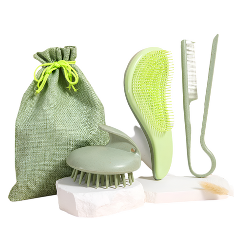 Eco Friendly Wheat Straw Hair Care Set Massage Brush Detangling Comb And V Shaped For All Types Brushes & Combs