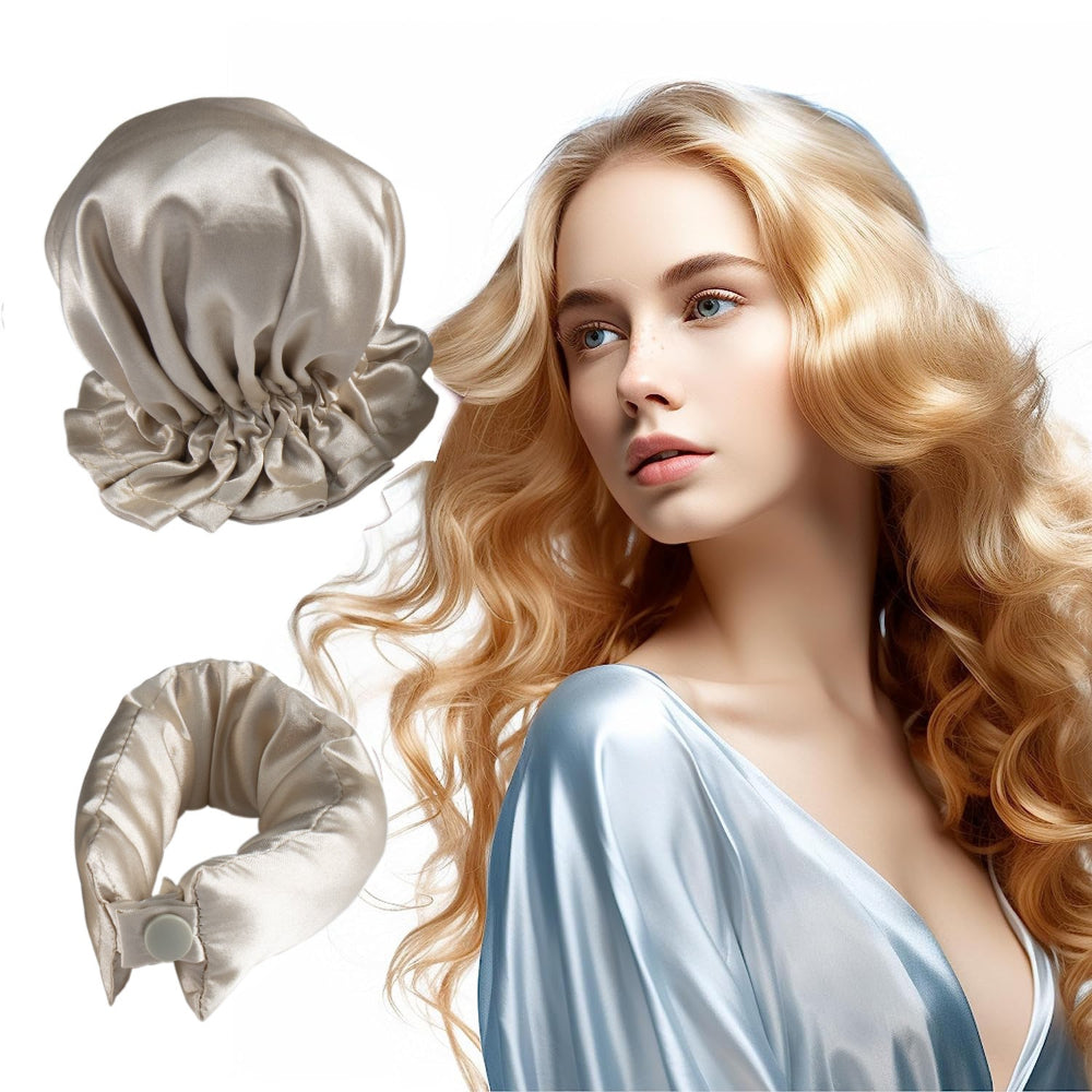 Elosung 3 Pcs Apricot Heatless Hair Curling Satin Set Easy Sleep In Curler For Beautiful Waves Rollers & Curlers