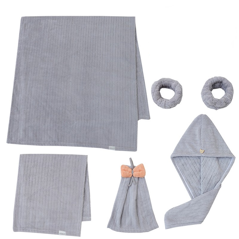 Elosung Blue Soft Coral Fleece Towel And Bath Gift Set Towels & Washcloths