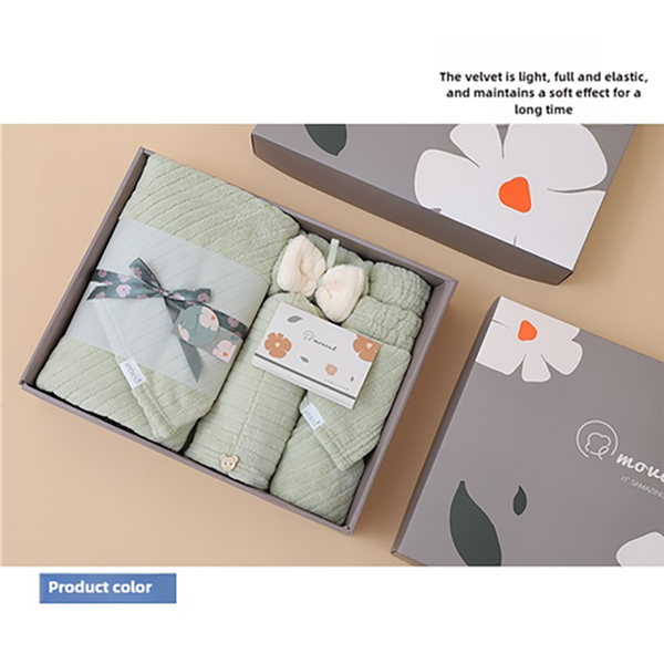 Elosung Blue Soft Coral Fleece Towel And Bath Gift Set Towels & Washcloths