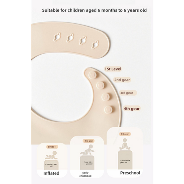 Elosung Pattern Beige Soft And Safe Silicone Baby Feeding Set Bib Bowl Spoon Combo For Mess Free Meals Baby Bibs & Burp Cloths