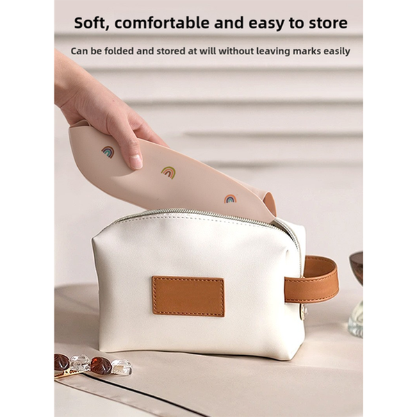 Elosung Rainbow Pattern Beige Soft And Safe Silicone Baby Feeding Set Bib Bowl Spoon Combo For Mess Free Meals Baby Bibs & Burp Cloths