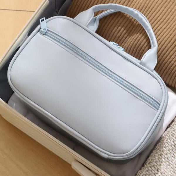 Elosung Black Premium Pu Leather Portable Makeup Bag Large Capacity Waterproof Travel Cosmetic Organizer(Cosmetics Are Shooting Props Not Included) Ma