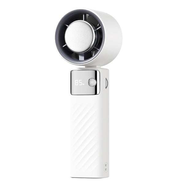 Elosung White Turbo Handheld Usb Rechargeable Fan With Digital Speed Display High Cooling For Outdoor Use Portable Fans