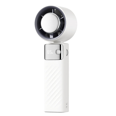 Elosung White Turbo Handheld Usb Rechargeable Fan With Digital Speed Display High Cooling For Outdoor Use Portable Fans