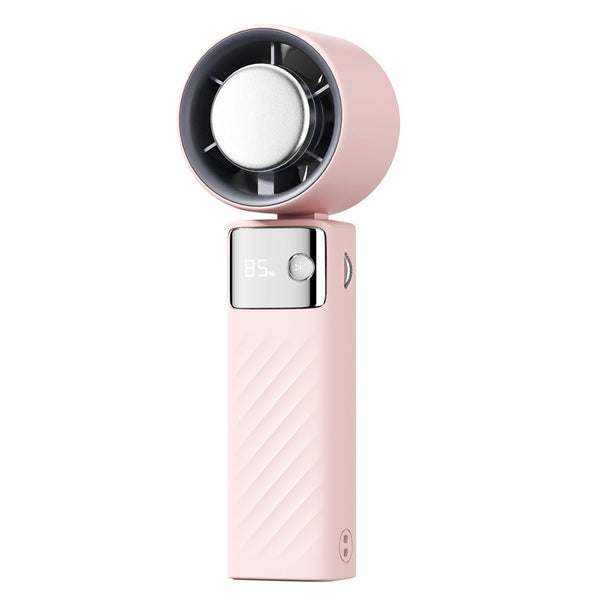 Pink Turbo Handheld Usb Rechargeable Fan With Digital Speed Display High Cooling For Outdoor Use Portable Fans