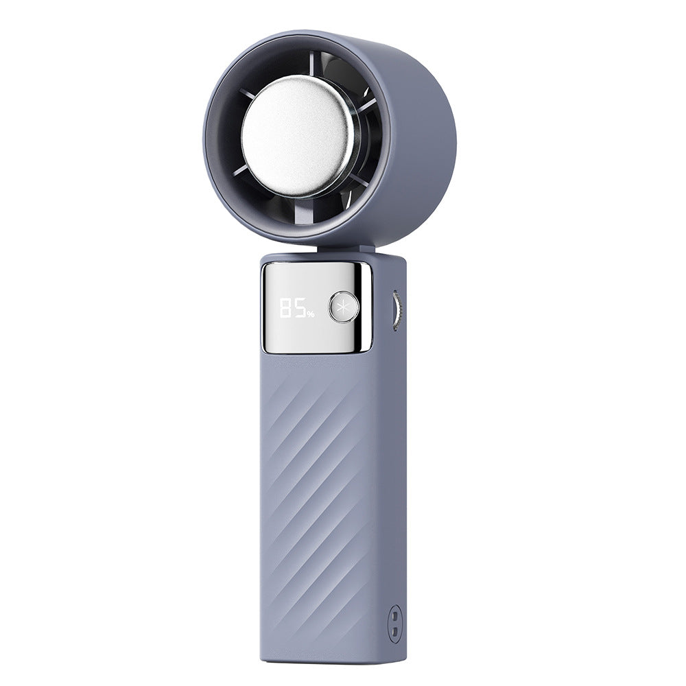 Blue Turbo Handheld Usb Rechargeable Fan With Digital Speed Display Portable Fans