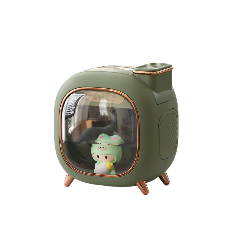 Green Usb Desktop Dual Mist Cute Humidifier With Essential Oil Diffuser 500Ml Large Capacity Quiet Aromatherapy Machine For Bedroom And Office Diffuse