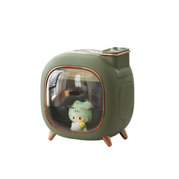 Green Usb Desktop Dual Mist Cute Humidifier With Essential Oil Diffuser 500Ml Large Capacity Quiet Aromatherapy Machine For Bedroom And Office Diffuse