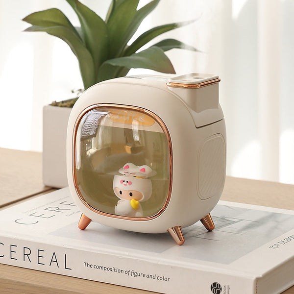 Elosung Off White Usb Desktop Dual Mist Cute Humidifier With Essential Oil Diffuser 500Ml Large Capacity Quiet Aromatherapy Machine For Bedroom And Of