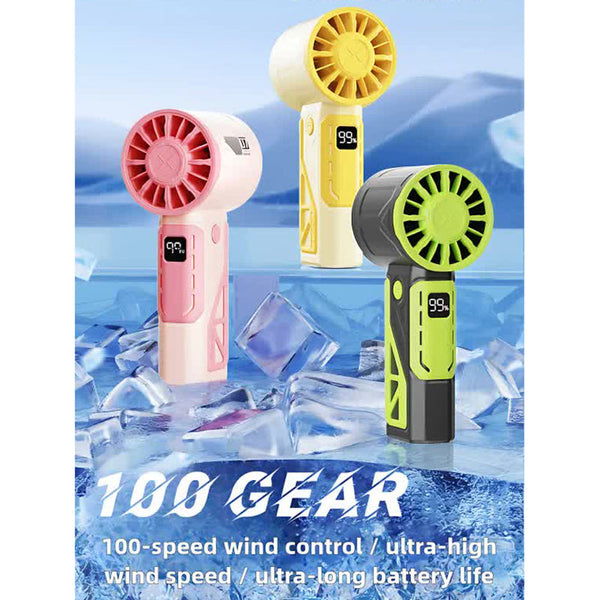 Elosung Black And Green 100 Speed Mecha Handheld Fan | Usb Rechargeable High Mini Powerful & Silent Lightweight 150G With 6 8 Hour Battery Life Portab