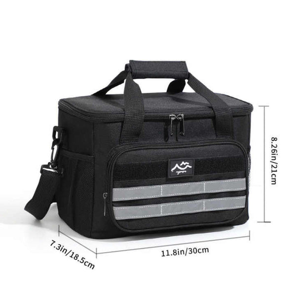 Elosung Black 18L Large Capacity Outdoor Insulated Cooler Bag Picnic Ice Pack With Shoulder Strap Ice Chests & Coolers