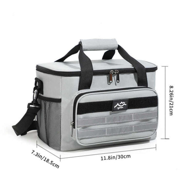 Picnic Accessories Elosung Grey 18L Large Capacity Outdoor Insulated Cooler Bag Portable Picnic Ice Pack With Shoulder Strap