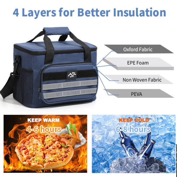 Picnic Accessories Elosung Grey 18L Large Capacity Outdoor Insulated Cooler Bag Portable Picnic Ice Pack With Shoulder Strap