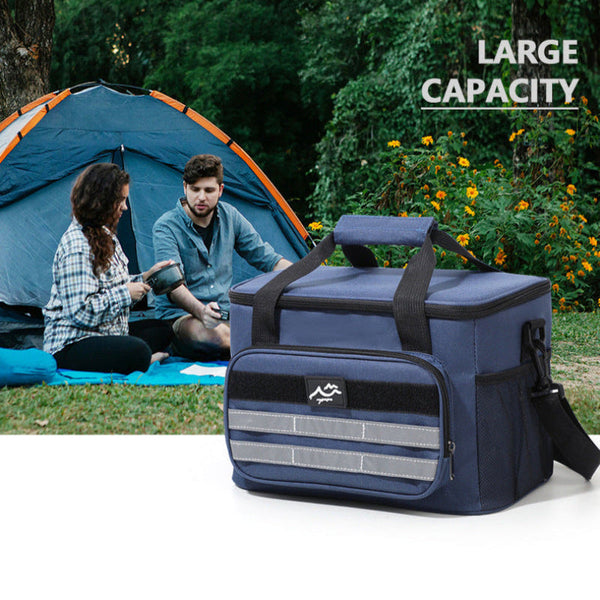 Picnic Accessories Elosung Grey 18L Large Capacity Outdoor Insulated Cooler Bag Portable Picnic Ice Pack With Shoulder Strap