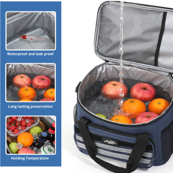 Picnic Accessories Elosung Grey 18L Large Capacity Outdoor Insulated Cooler Bag Portable Picnic Ice Pack With Shoulder Strap