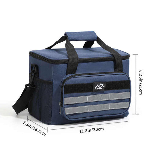 Elosung Dark Blue 18L Large Capacity Outdoor Insulated Cooler Bag Portable Picnic Ice Pack With Shoulder Strap Picnic Accessories