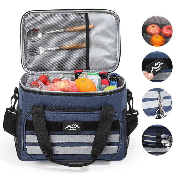 Elosung Dark Blue 18L Large Capacity Outdoor Insulated Cooler Bag Portable Picnic Ice Pack With Shoulder Strap Picnic Accessories