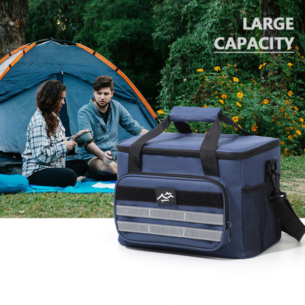 Elosung Dark Blue 18L Large Capacity Outdoor Insulated Cooler Bag Portable Picnic Ice Pack With Shoulder Strap Picnic Accessories