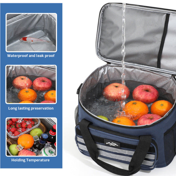 Elosung Dark Blue 18L Large Capacity Outdoor Insulated Cooler Bag Portable Picnic Ice Pack With Shoulder Strap Picnic Accessories
