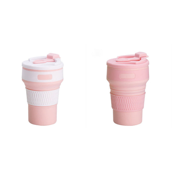 Elosung 2 Pcs Pink Collapsible Silicone Coffee Cup Portable Food Grade Microwave Freezer Safe Travel Mug Combination Pack Of The Same Color Vacuum Fla