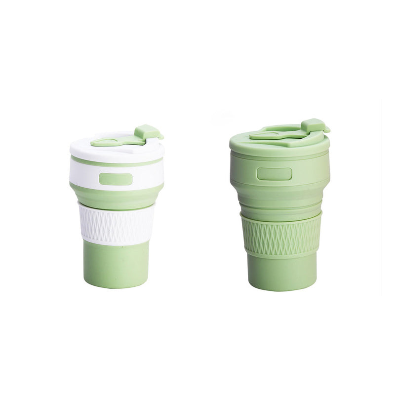 Elosung 2 Pcs Green Collapsible Silicone Coffee Cup Portable Food Grade Microwave & Freezer Safe Travel Mug(Combination Pack Of The Same Color) Vacuum