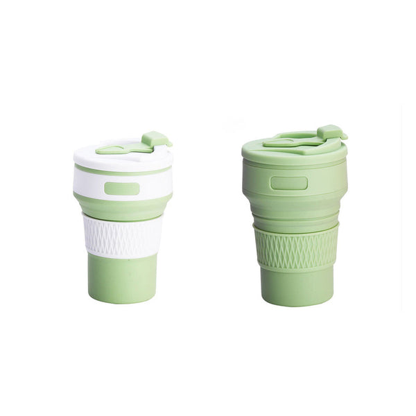 Elosung 2 Pcs Green Collapsible Silicone Coffee Cup Portable Food Grade Microwave & Freezer Safe Travel Mug(Combination Pack Of The Same Color) Vacuum