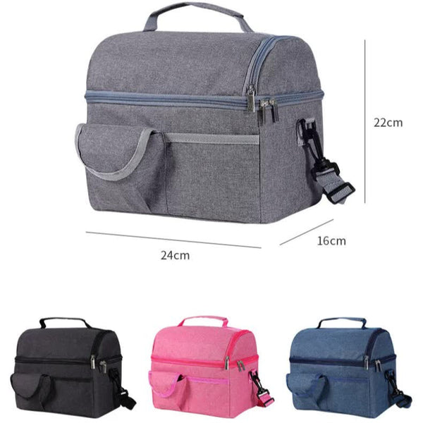 Dark Blue Large Insulated Breast Milk Storage Bag Dual Layer With Aluminum Foil Lining Waterproof Oxford Fabric Portable Handheld Food Container Baby