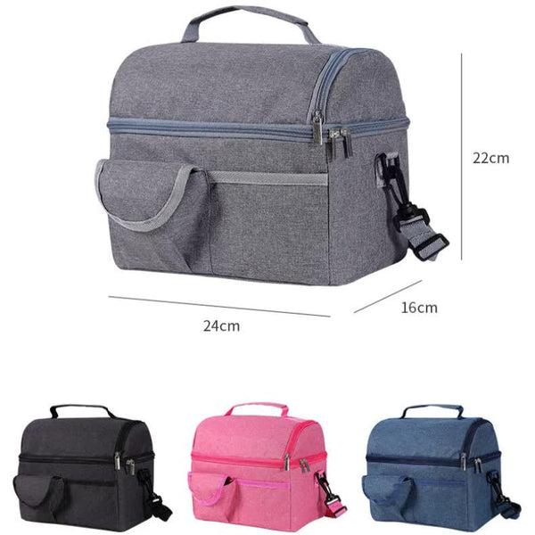 Grey Large Insulated Breast Milk Storage Bag Dual Layer With Aluminum Foil Lining Waterproof Oxford Fabric Portable Handheld Food Container Baby Feedi