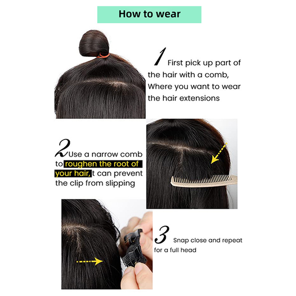 Elosung 4 Pcs Black High Quality Wavy Clip In 50Cm 200G Synthetic Fiber Voluminous Beach Waves For Instant Makeover Hair Extensions