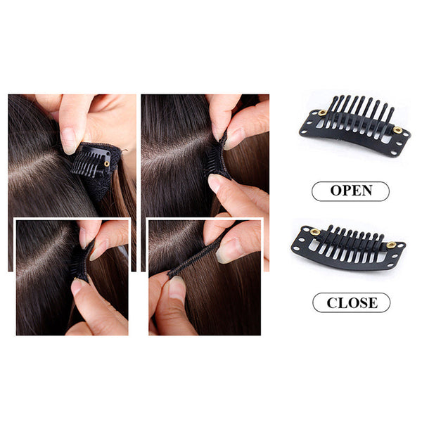 Elosung 4 Pcs Set Coffee High Quality Wavy Clip In 50Cm 200G Synthetic Fiber Voluminous Beach Waves For Instant Makeover Hair Extensions