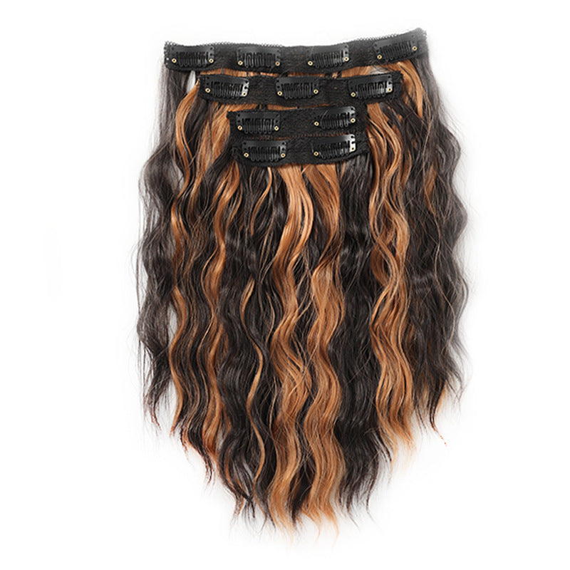 Elosung Black And Brown 12 Inch Clip Wavy 4 Piece Set Easy To Apply Instant Volume Boost Hair Extensions