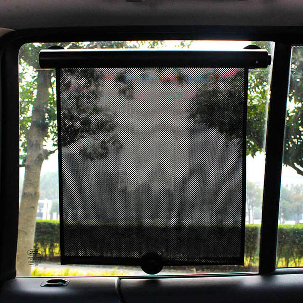 Elosung 2 Pcs 40*45Cm Black Retractable Car Side Sun Shade Uv Protection Easy Installation With Suction Cups Sun Visors