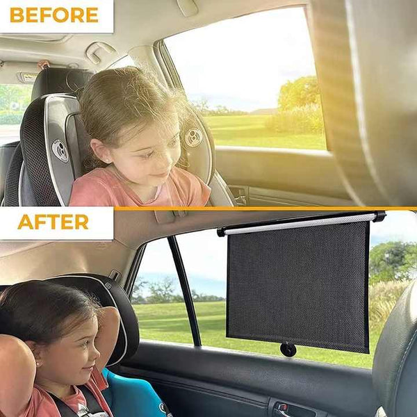 Elosung 2 Pcs 40*50Cm Black Retractable Car Side Sun Shade Uv Protection Easy Installation With Suction Cups Sun Visors