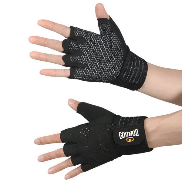 Elosung Black Breathable Anti Slip Gym Gloves For Workout And Weightlifting Durable Fitness Men Women Gloves Straps & Hooks