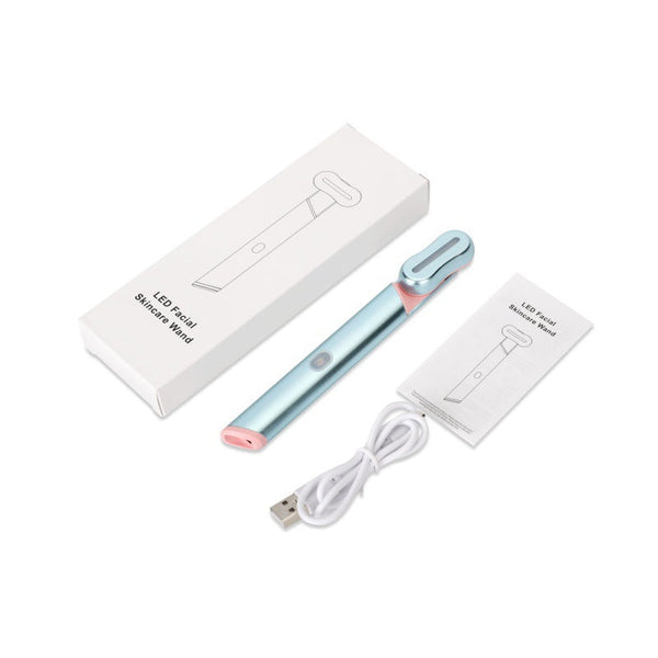 Elosung Blue Led Facial Skincare Wand Portable Eye Care Device Ems Microcurrent & Red Light Therapy For Wrinkles Dark Circles And Puffiness Relief Ant