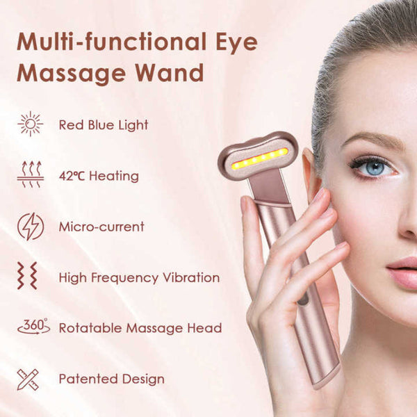 Elosung Blue Led Facial Skincare Wand Portable Eye Care Device Ems Microcurrent & Red Light Therapy For Wrinkles Dark Circles And Puffiness Relief Ant