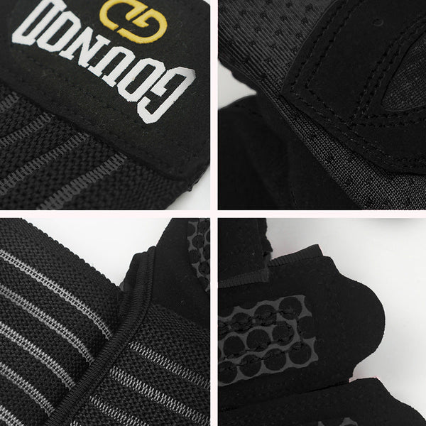 Size Black Breathable Anti Slip Gym Gloves Workout Weightlifting Durable Adjustable Fitness Men Women Gloves Straps & Hooks