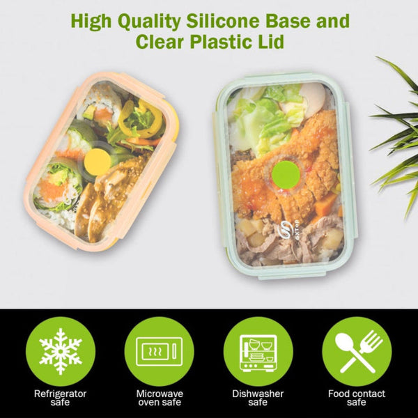 Elosung 3 Piece Set Red Yellow Green Collapsible Silicone 350Ml 500Ml 800Ml | Bpa Free Microwave Dishwasher & Freezer Safe Foldable Portable Bento Box