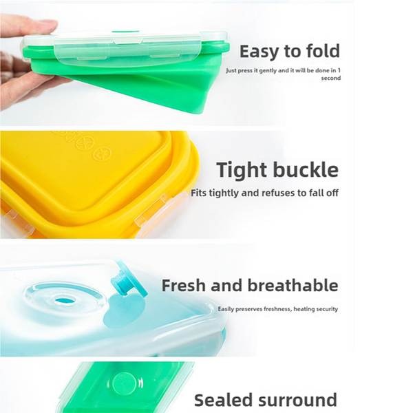 Elosung 3 Piece Set Yellow Green Blue Collapsible Silicone 350Ml 500Ml 800Ml | Bpa Free Microwave Dishwasher & Freezer Safe Foldable Portable Bento Bo