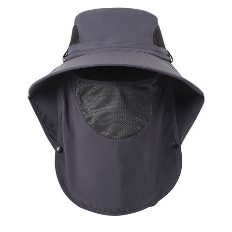 Dark Grey Outdoor Sun Hat With Face & Neck Protection Quick Dry Breathable Uv Cap For Men And Women Adjustable Dust Insect Repellent Hiking Hats