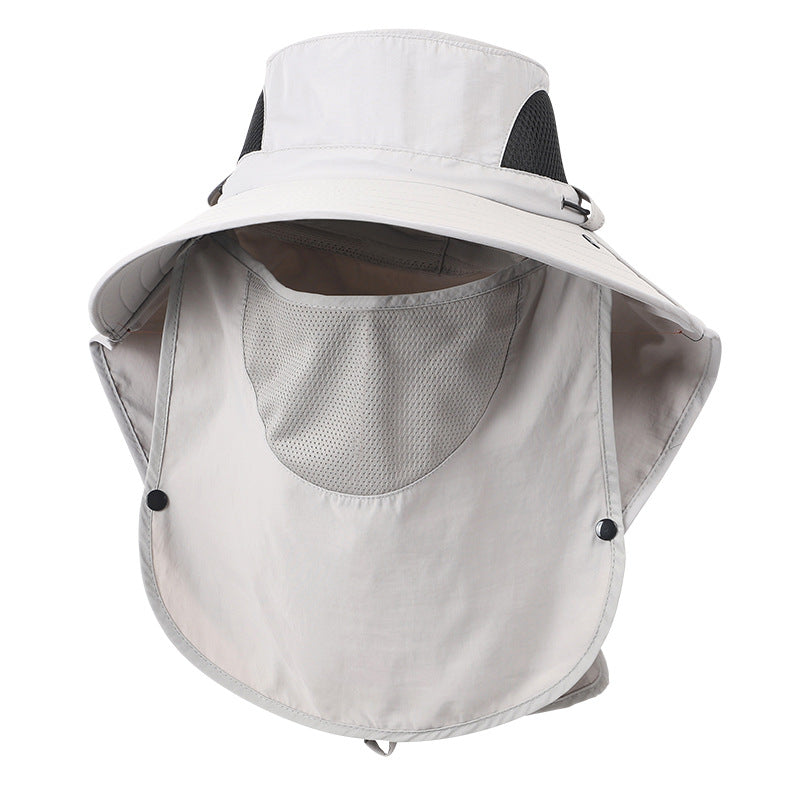 Grey Outdoor Sun Hat With Face & Neck Protection Quick Dry Breathable Uv Cap For Men And Women Adjustable Dust Insect Repellent Hiking Hats