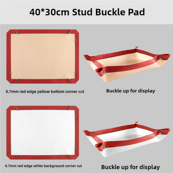 Elosung 2 Piece Set (Red Edge Yellow Background + White Background) Non Stick Silicone Baking Mat For Oven & Microwave | Reusable Thickened Fiber Pad