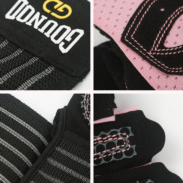 Black Pink Breathable Anti Slip Gym Gloves Workout Weightlifting Durable Adjustable Fitness Size Gloves Straps & Hooks