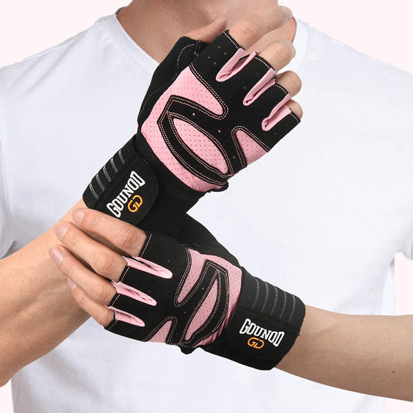 Size M Black Pink Breathable Anti Slip Gym Gloves Workout Weightlifting Durable Adjustable Fitness Gloves Straps & Hooks
