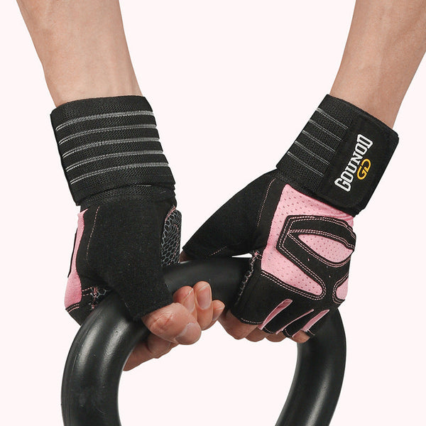 Size L Black Pink Breathable Anti Slip Gym Gloves Workout Weightlifting Durable Adjustable Fitness Gloves Straps & Hooks