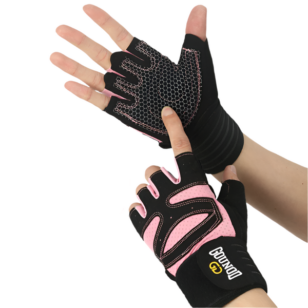 Elosung 1 Sets Of Black Pink Breathable Anti Slip Gym Gloves Workout Weightlifting Durable Adjustable Fitness Size Gloves Straps & Hooks