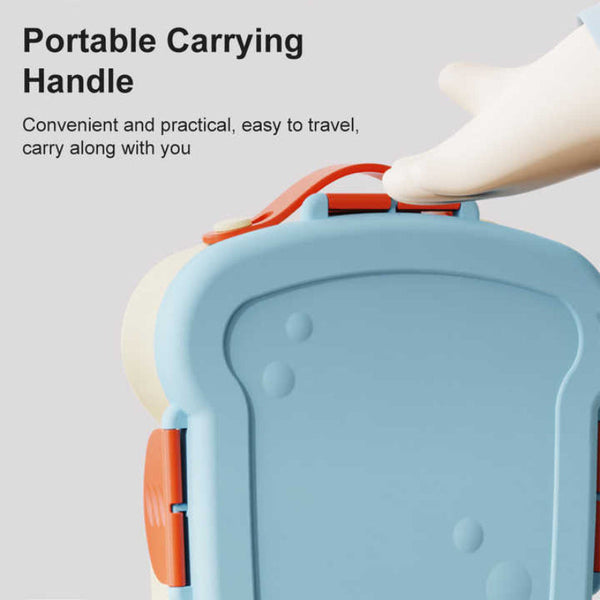 Yellow And Green Kids Bento Box With Dividers Microwave Safe Leak Proof Lunch Fork & Spoon Eco Friendly Pp Plastic Colorful Leakproof Food Storage Lun