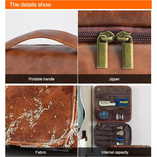 Coffee Luxury Pu Business Travel Toiletry Bag Large Capacity Waterproof Makeup Organiser With Dividers Portable And Stylish Bathroom Storage Toilet Pa