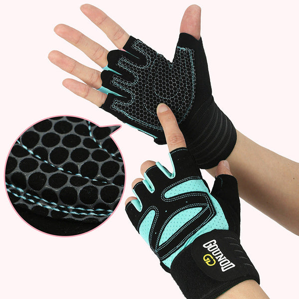 Size L Black And Blue Breathable Anti Slip Gym Gloves For Workout Weightlifting Durable Adjustable Fitness Men Women Gloves Straps & Hooks